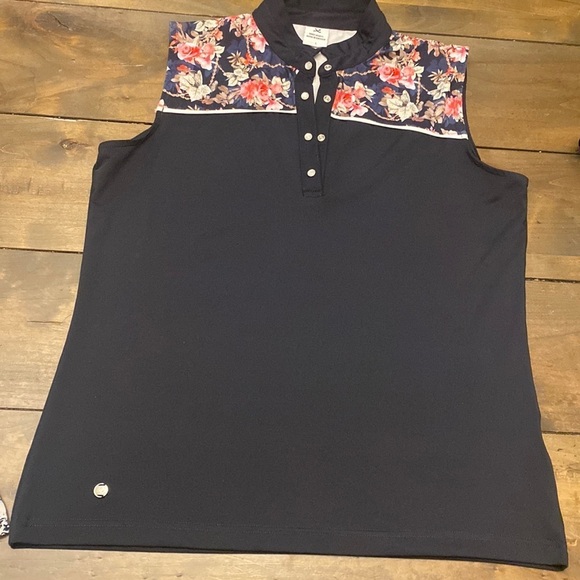 Daily Sports Born in Sweden sleeveless floral black tennis blouse size L - Picture 1 of 5